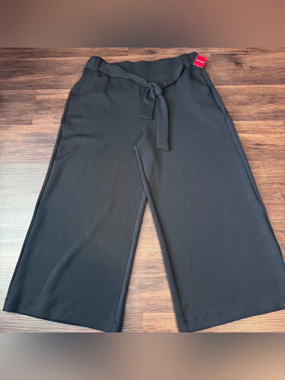 SPANX AirEssentials Wide Leg Pant 3X Tie Front Very Black 30” Inseam Stretch